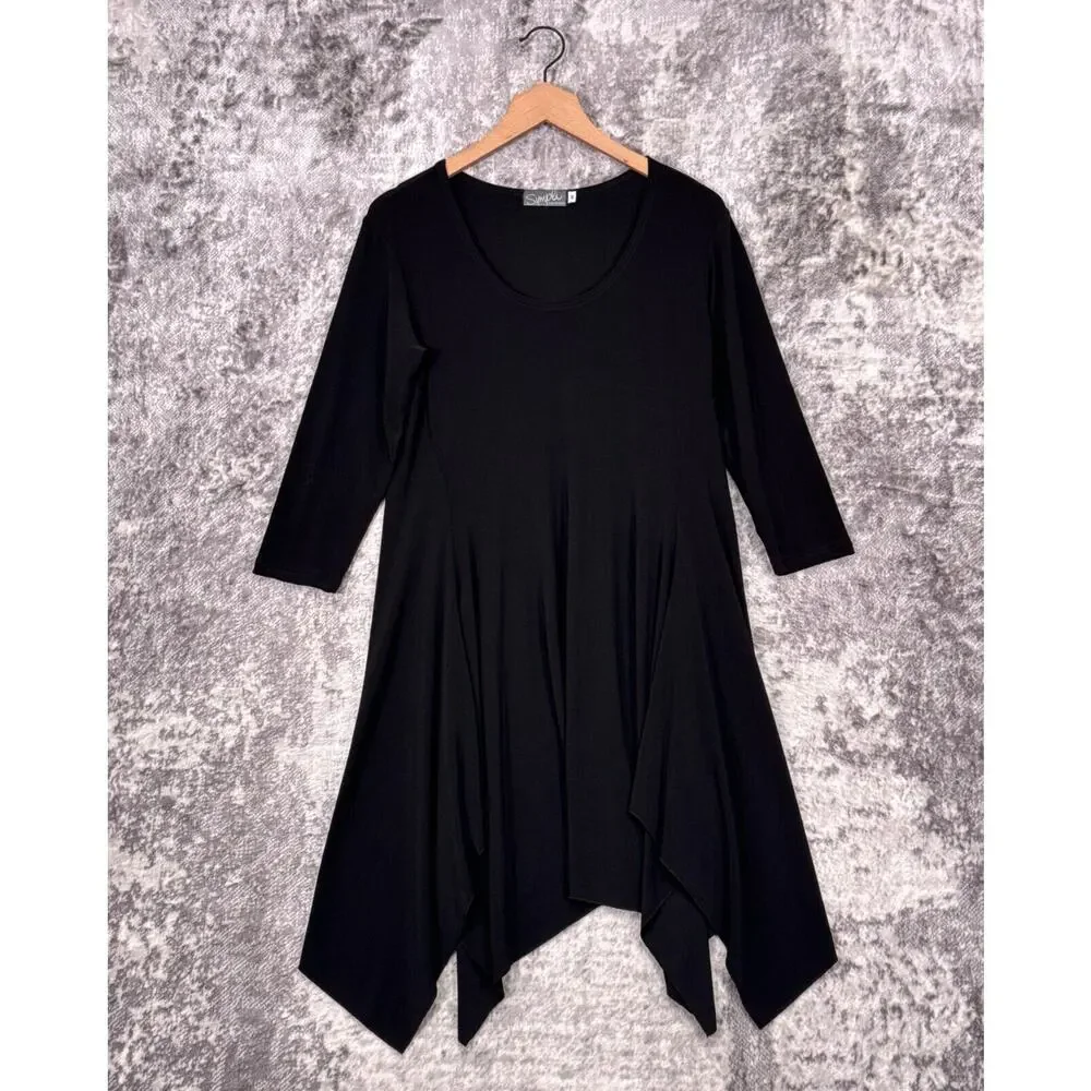Sympli Tunic Top 10 Womens Black 3/4 Sleeve Signature Jersey Knit
